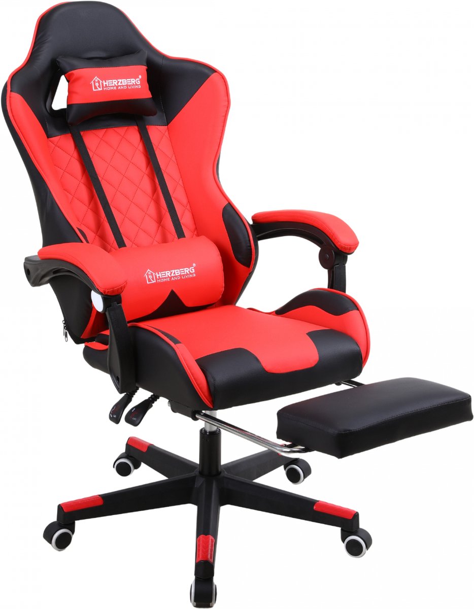 Ergonomische GameStoel® - Bureaustoel - Rood/Zwart - Luxe en Comfort - Ademend PU-leeroppervlak