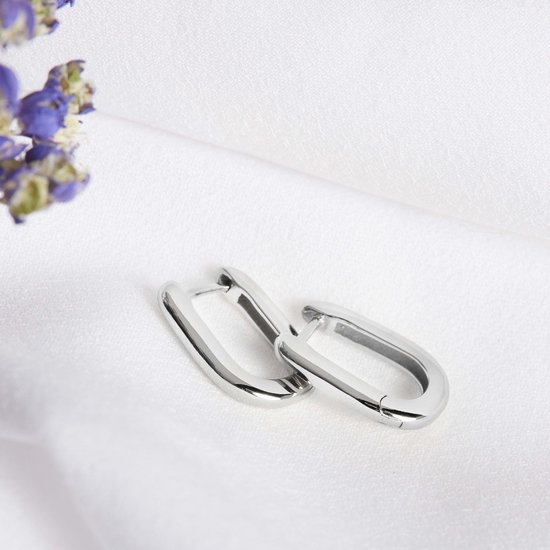 Lucardi - Boucles d'oreilles ovales en argent rhodié