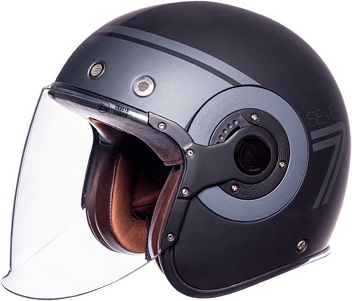Smk Retro Seven Open Helm Zwart,Grijs,Blauw XS