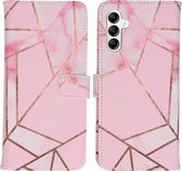 iMoshion Hoesje Geschikt voor Samsung Galaxy A14 (5G) Hoesje Met Pasjeshouder - iMoshion Design Softcase Bookcase - Roze / Pink Graphic