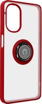 Hoes Geschikt voor Oppo Reno 8 Lite 5G Bi-materiaal metalen ring video-ondersteuning rood