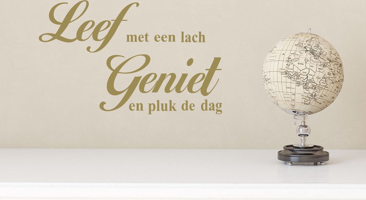 Stickerheld - Muursticker Leef met een lach geniet en pluk de dag