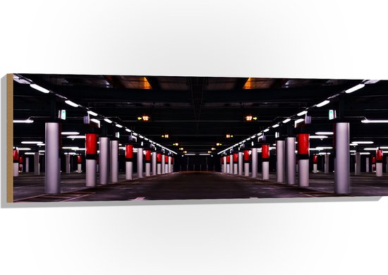 WallClassics - Bois - Parking vide - 120x40 cm - 9 mm d'épaisseur - Photo sur Bois (Avec Système d'accrochage)