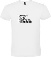 wit T-Shirt met London,Paris, New York , Kikkerloo tekst Zwart Size XXXXL