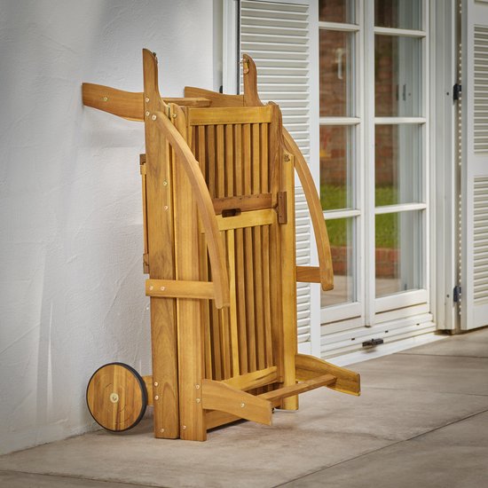 Casaria Ligstoel Tami Sun 2 Stuks - Acaciahout op Wielen - Bruin van Casaria — afbeelding 4