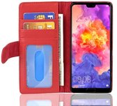 Cadorabo Hoesje voor Huawei P20 PRO / P20 PLUS in INFERNO ROOD - Beschermhoes met magnetische sluiting en 3 kaartsleuven Book Case Cover Etui