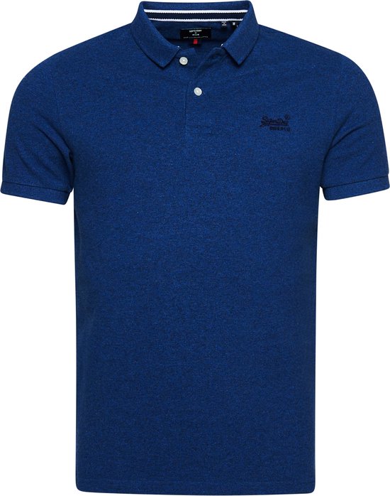 Superdry Classic Pique Polo Heren Poloshirt - Blauw - Maat 2XL