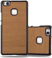 Cadorabo Hoesje voor Huawei P9 LITE 2016 / G9 LITE in WOODY BRUIN - Hard Case Cover beschermhoes in houtlook tegen krassen en stoten