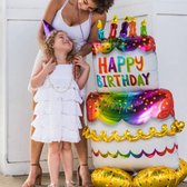 Folieballonnen Happy Birthday taart MEGA