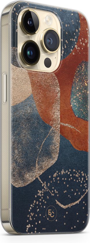 Coque pour iPhone 14 Pro - Terre cuite abstraite - Coque souple pour téléphone - Geen impression - Blauw