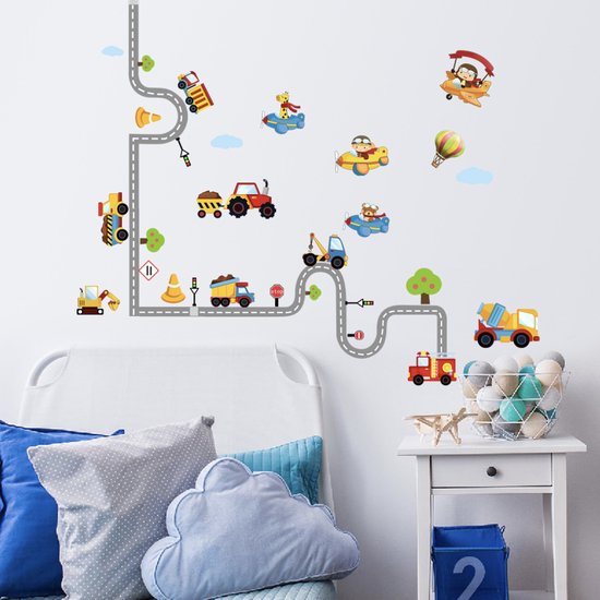 Stickerkamer® | Autocollant mural | Chambre des enfants | Voitures | Véhicules | Autoroute | Garçon | Décoration murale