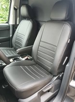 Pasvorm stoelhoezen set Volkswagen Caddy 2020-heden / Ford Tourneo Connect 2022-heden - Kunst leer zwart