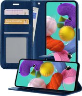 Hoesje Geschikt voor Samsung A51 Hoesje Book Case Hoes Portemonnee Cover Walletcase - Hoes Geschikt voor Samsung Galaxy A51 Hoes Bookcase Hoesje - Donkerblauw