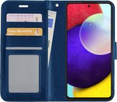 Hoes Geschikt voor Samsung A52 Hoesje Book Case Hoes Flip Cover Wallet Bookcase - Donkerblauw