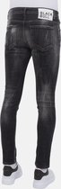 Stonewashed Ripped Mannen Jeans - Slim Fit -1085- Zwart