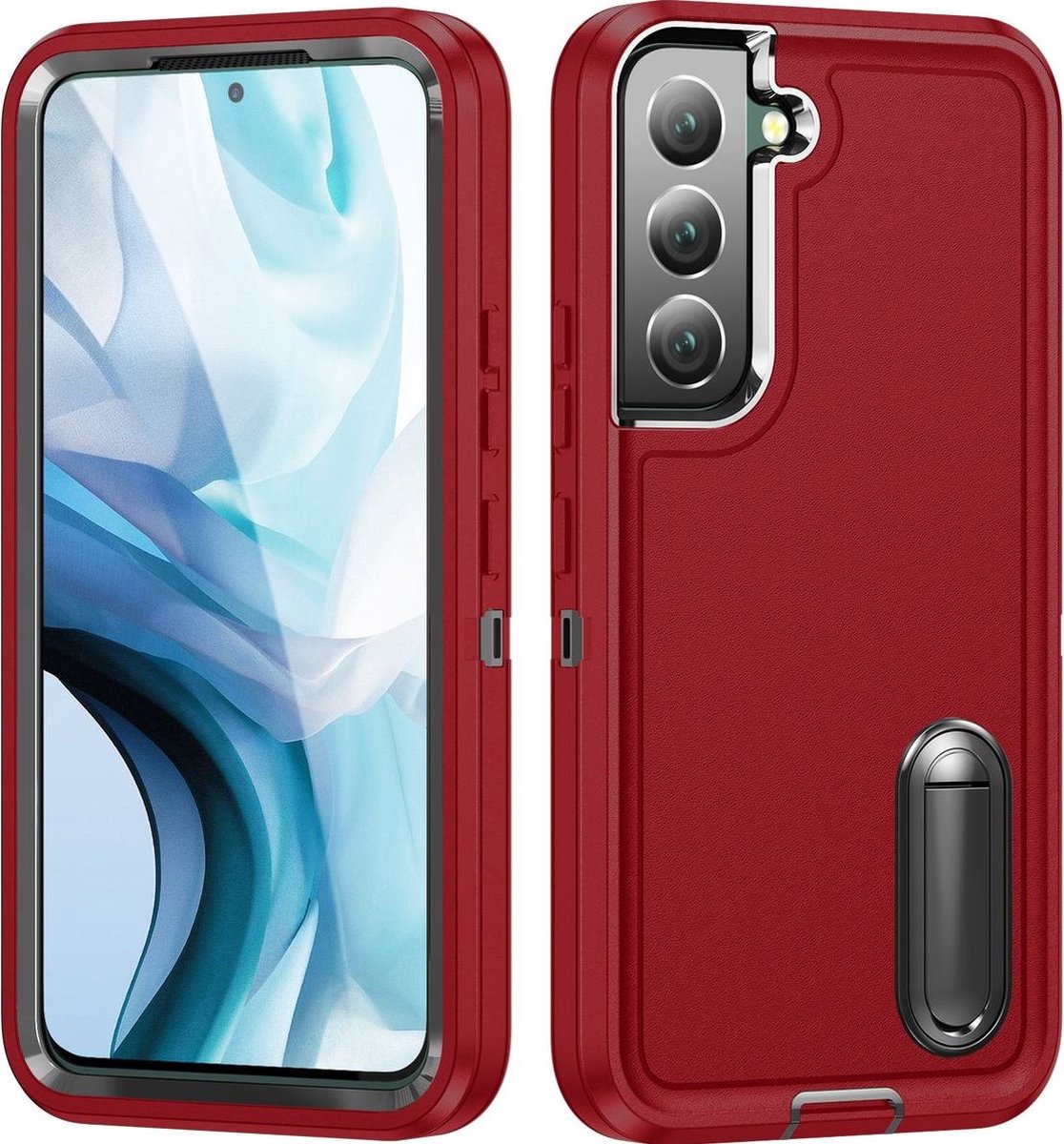 Mobigear Hoesje geschikt voor Samsung Galaxy S23 Plus Telefoonhoesje Hardcase | Mobigear Rugged Stand Backcover Shockproof met Standaard | Schokbestendig Galaxy S23 Plus Telefoonhoesje | Anti Shock Proof - Rood