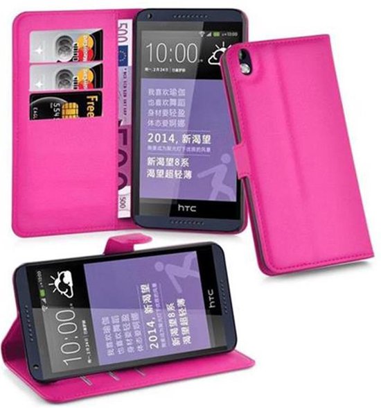Étui Cadorabo pour HTC Desire 816 en ROSE CERISE - Housse de protection avec fermeture magnétique, fonction support et poche pour cartes Book Case Cover Etui