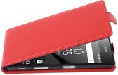 Cadorabo Hoesje voor Sony Xperia Z5 PREMIUM in INFERNO ROOD - Beschermhoes in flip-design Case Cover van getextureerd imitatieleer