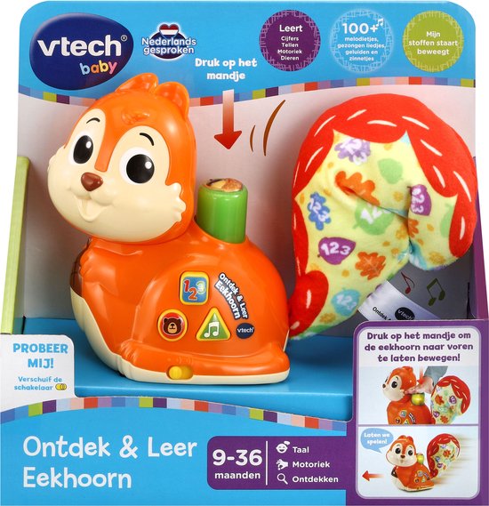 VTech Baby Ontdek & Leer Eekhoorn - Educatief Speelgoed - Cijfers, Tellen en Muziek - Van 9 tot 36 Maanden