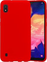 Hoesje Geschikt Voor Samsung Galaxy A10 Hoesje - Fluweelzachte Microvezel Siliconen Back Cover – Rood
