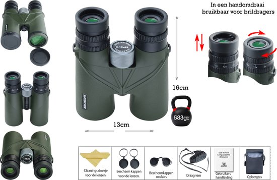 LUXUN BAK4 Prisma Verrekijker 10x42mm - ED Glazen Voor Volwassenen, Waterdicht en Condensvrij, Voor Brildragers, Jacht, Vogelobservatie en Outdoor (Groen
