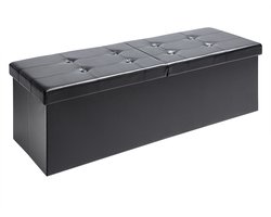 foto van Casaria Zitbank met Opbergruimte - 115x40x40cm 131L Kunstleer – Zwart