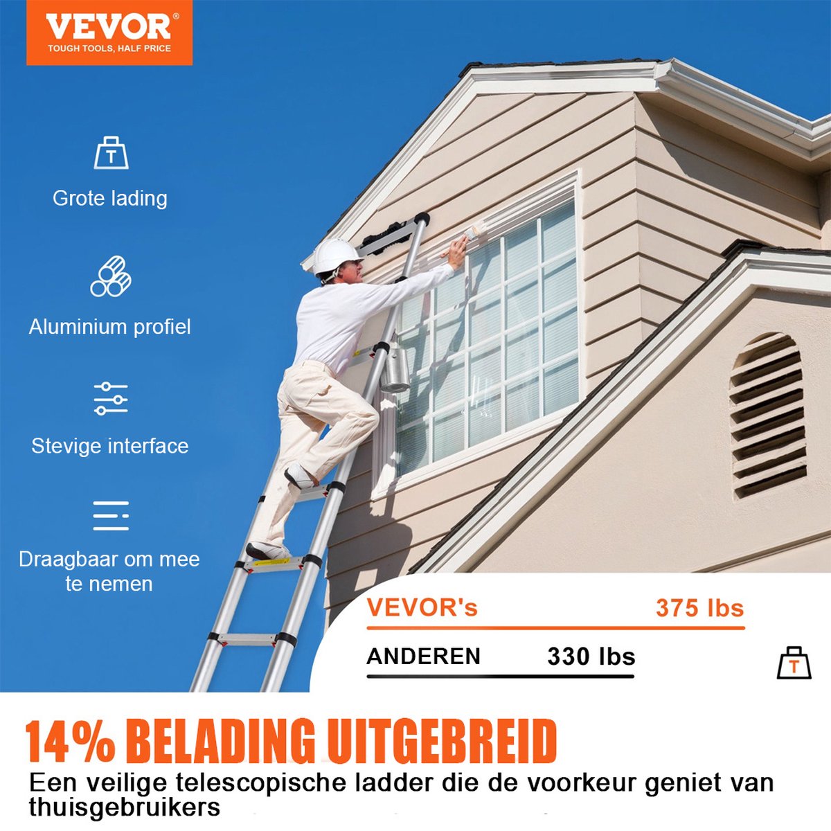 Telescopische Ladder Vouwladder Uitschuifbare Ladder Uitschuif