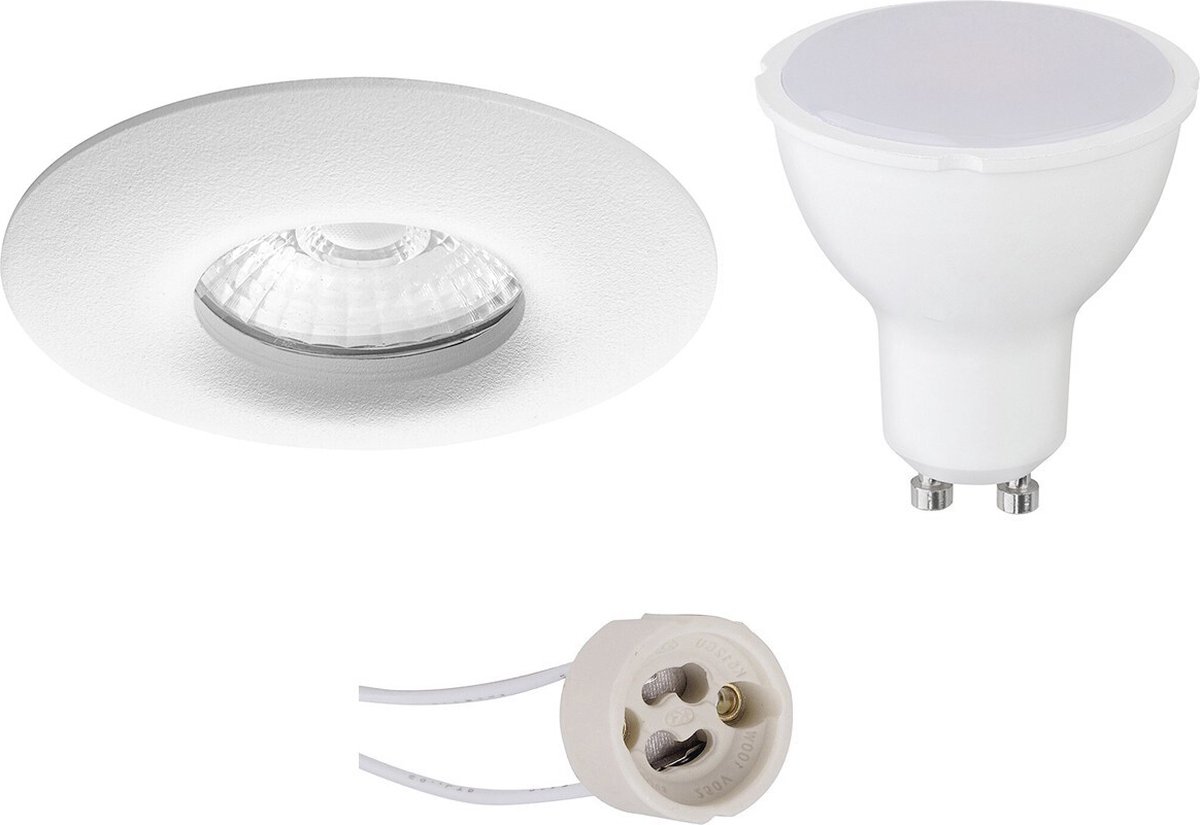 GU10 Inbouwspot Set - Mat Wit - Inbouw Rond - Waterdicht IP65 - Proma Luno Pro - 4W - Warm Wit 3000K - Ø82mm