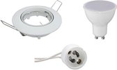 LED Spot Set - GU10 Fitting - Inbouw Rond - Glans Wit - 4W - Helder/Koud Wit 6400K - Kantelbaar Ø82mm