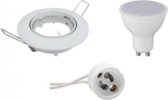 Kit Spot LED GU10 encastrable avec ampoule LED 8W (Pack de 10) - Lumière  Wit