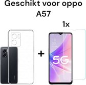 oppo a57 siliconen transparant antishock back cover + 1x screen protector - oppo a57 shock proof achterkant doorzichtig hoesje + 1x tempered glass