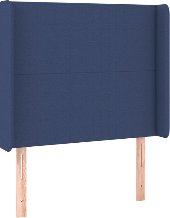 vidaXL Sommier tapissier avec matelas et tissu LED Bleu 100 x 200 cm