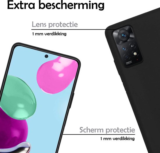 Coque Arrière Xiaomi Redmi Note 11 Siliconen - Coque Xiaomi Redmi Note 11 - Zwart - 2 Pièces