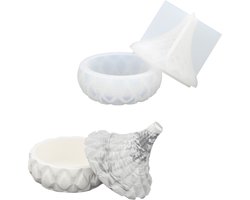 Jesmonite - Siliconen mal pot met relief-deksel - 8,4 x 9,4 cm