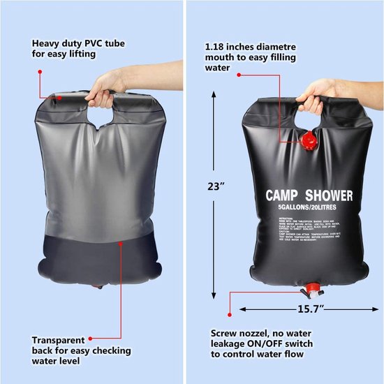 Zooma Draagbare douche/campingdouche, campingdouche met dompelpomp, draagbare outdoor douche waterpomp voor camping (oranje 2, Eén maat) (Kampeerdouche met Licht