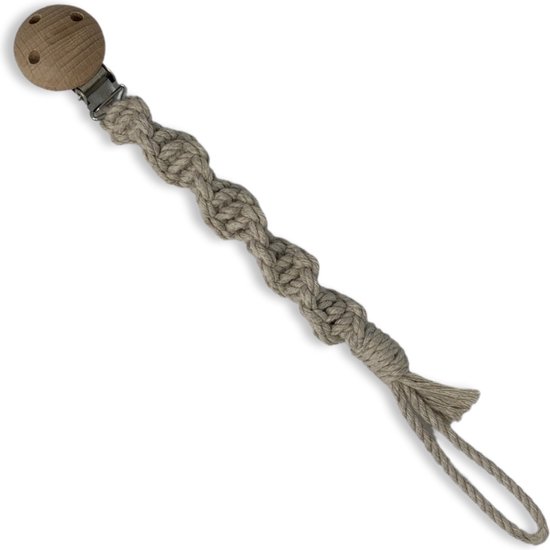 Macramé Speenkoord 'Spiral' - Beige - Katoen - Macramé - Handgemaakt in Nederland - Inclusief Verzendkosten - Prijs per Stuk