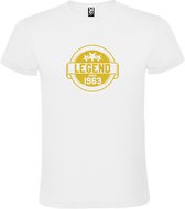 Wit T-Shirt met “Legend sinds 1963 “ Afbeelding Goud Size XL