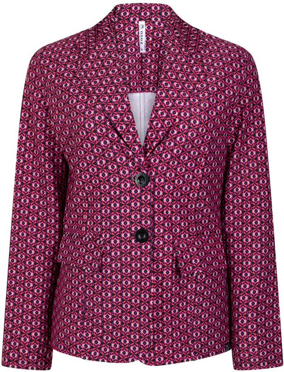 ZOSO 231 Bless Printed Travel Blazer Navy/Pink