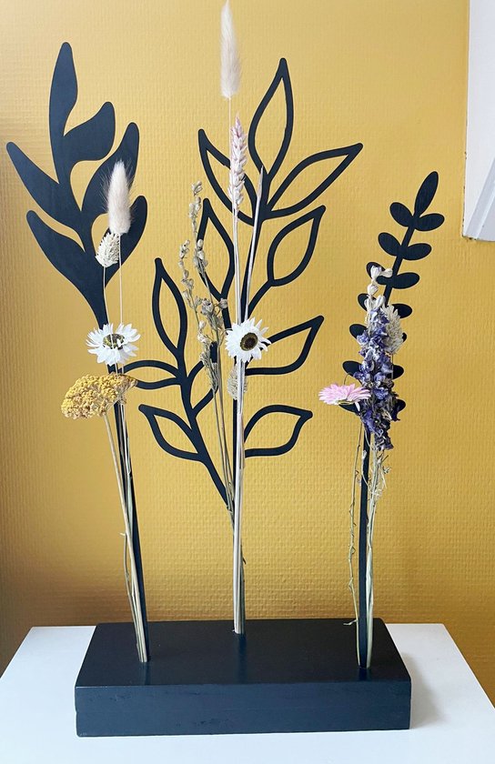 verhouding verkorten Feest Houten Bloemen op Blok, droogbloemen, houten bloemen, bloemen, zwart,  black, duurzaam... | bol.com