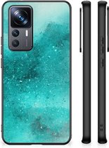 Siliconen Hoesje Xiaomi 12T | 12T Pro Telefoon Hoesje met Zwarte rand Painting Blue