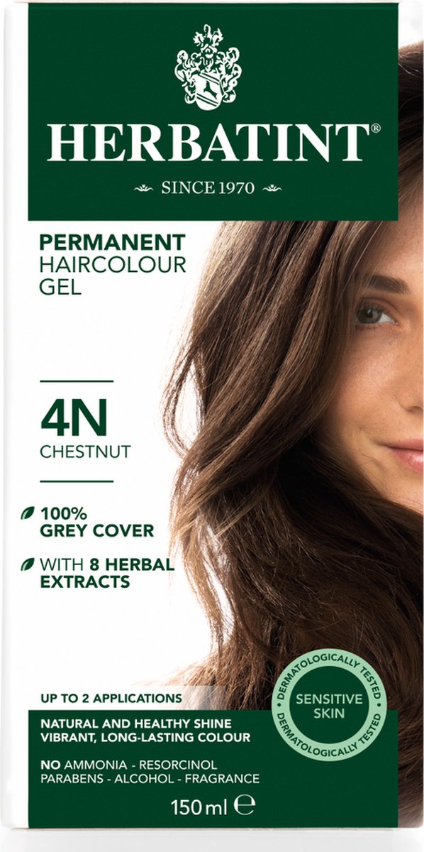 Herbatint 4N Kastanje - Haarverf - Permanente vegan haarkleuring – 8 plantenextracten– 150 ml