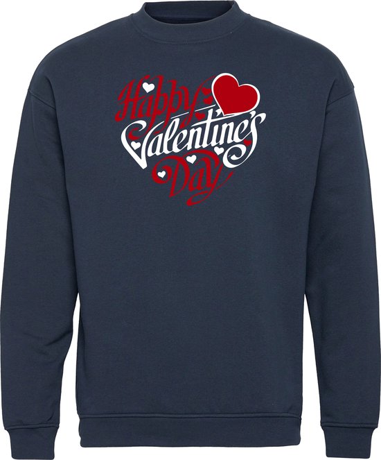 Sweater Happy Valentines Day | valentijn cadeautje voor hem haar | valentijn | valentijnsdag cadeau | Navy | maat 3XL