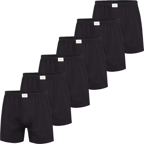 Phil & Co Wide Boxers Jersey Stretch Solid Zwart 6-Pack - Taille 4XL - Boxer ample homme