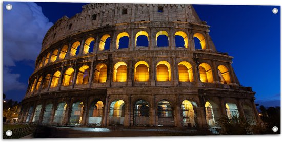 Tuinposter – Het Collosseum in Rome Italie in de Avond - 100x50 cm Foto op Tuinposter (wanddecoratie voor buiten en binnen)