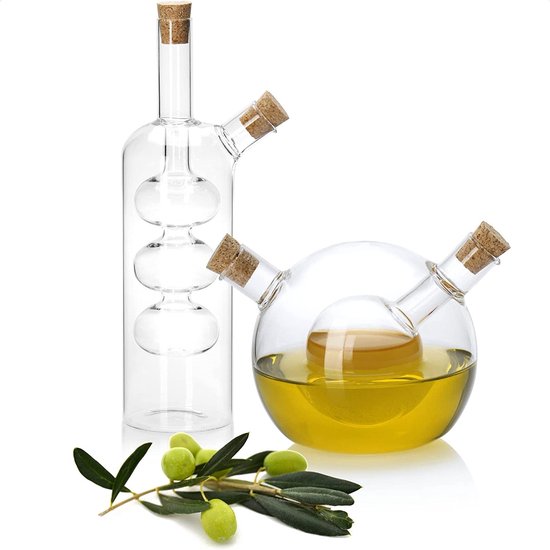 Bouteille de Distributeur d'Huile, 2 en 1 Distributeur d'huile d'olive en  verre Bouteille