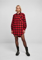 Urban Classics - Oversized Check Flannel Blouse - XS - Zwart/Rood