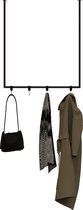 Porte-manteau suspendu MOOYS 80cm (barre ronde) - y compris 8 cintres en cuir à crochets en S- HOYA Living (porte-manteau de plafond en acier noir - support de plafond - porte-serviettes - porte-vêtements - patères - crochets en S)