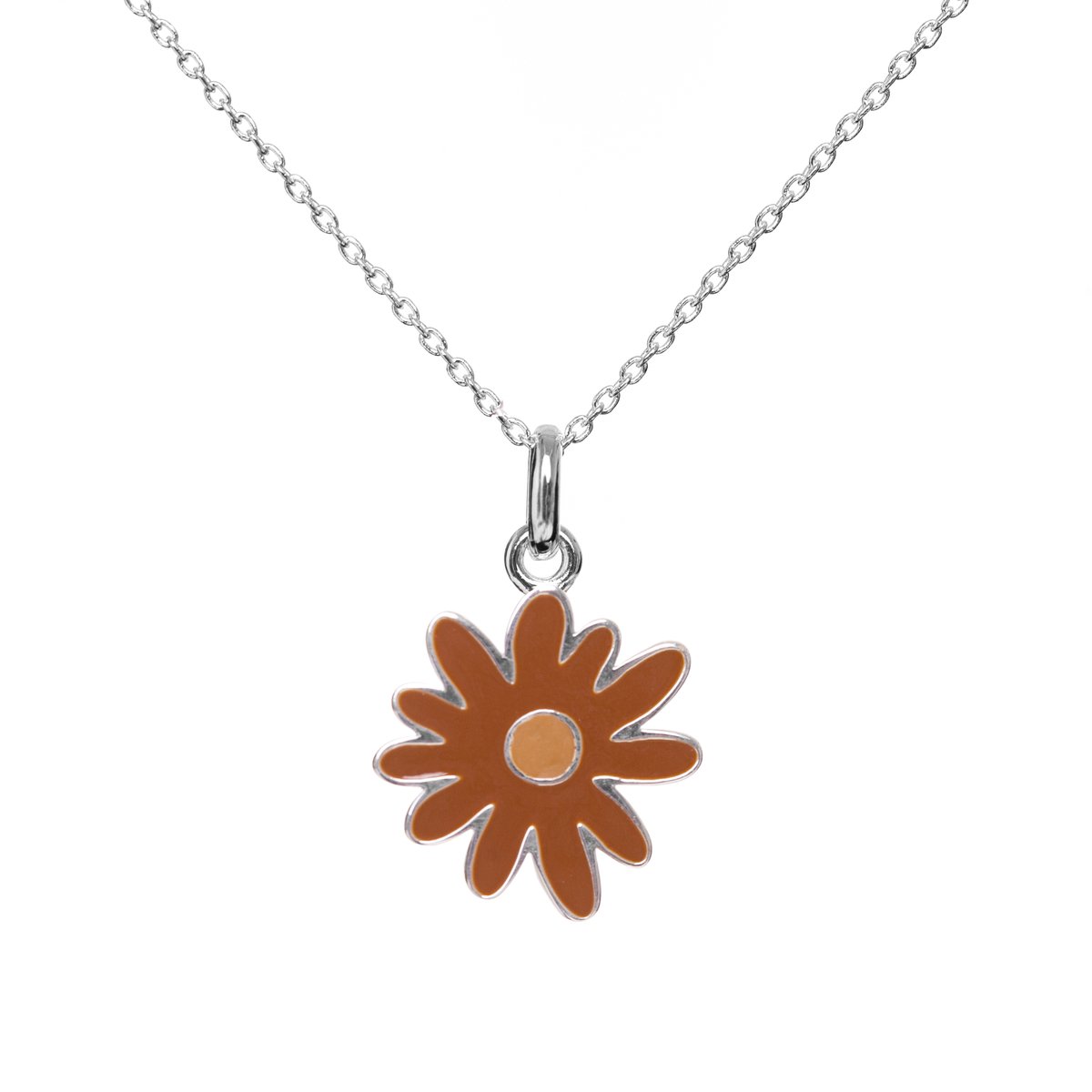 Ketting - Bloem - Zilver - Emaille - Kind - VanPauline - speciaal cadeau