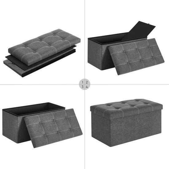 SONGMICS Bank met opbergruimte, zitkist, zitkruk, opvouwbaar, 110 x 38 x 38 cm, hoes van kunstlinnen, voor slaapkamer, hal, woonkamer, lichtgrijs LSF077G05 SONGMICS Bank met opbergruimte, zitkist, zitkruk, opvouwbaar, 110 x 38 x 38 cm, hoes van kunstlinnen, voor slaapkamer, hal, woonkamer, lichtgrijs LSF077G05