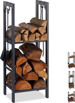 Firewood Rack - haardhoutrek \ haardbestek, brandhoutrek \ fireplace cutlery, firewood rack 100 x 40 x 30 cm